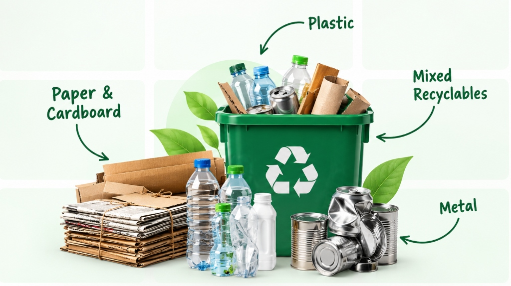 Recyclables We Pick - Paper & Cardboard, Plastic, Mixed Recyclables, Metal